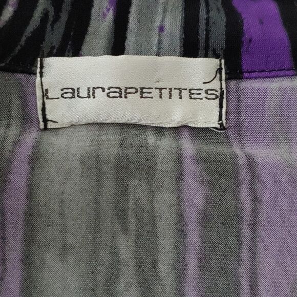 Laura Petites purple gray black collar  blouse - Picture 4 of 5